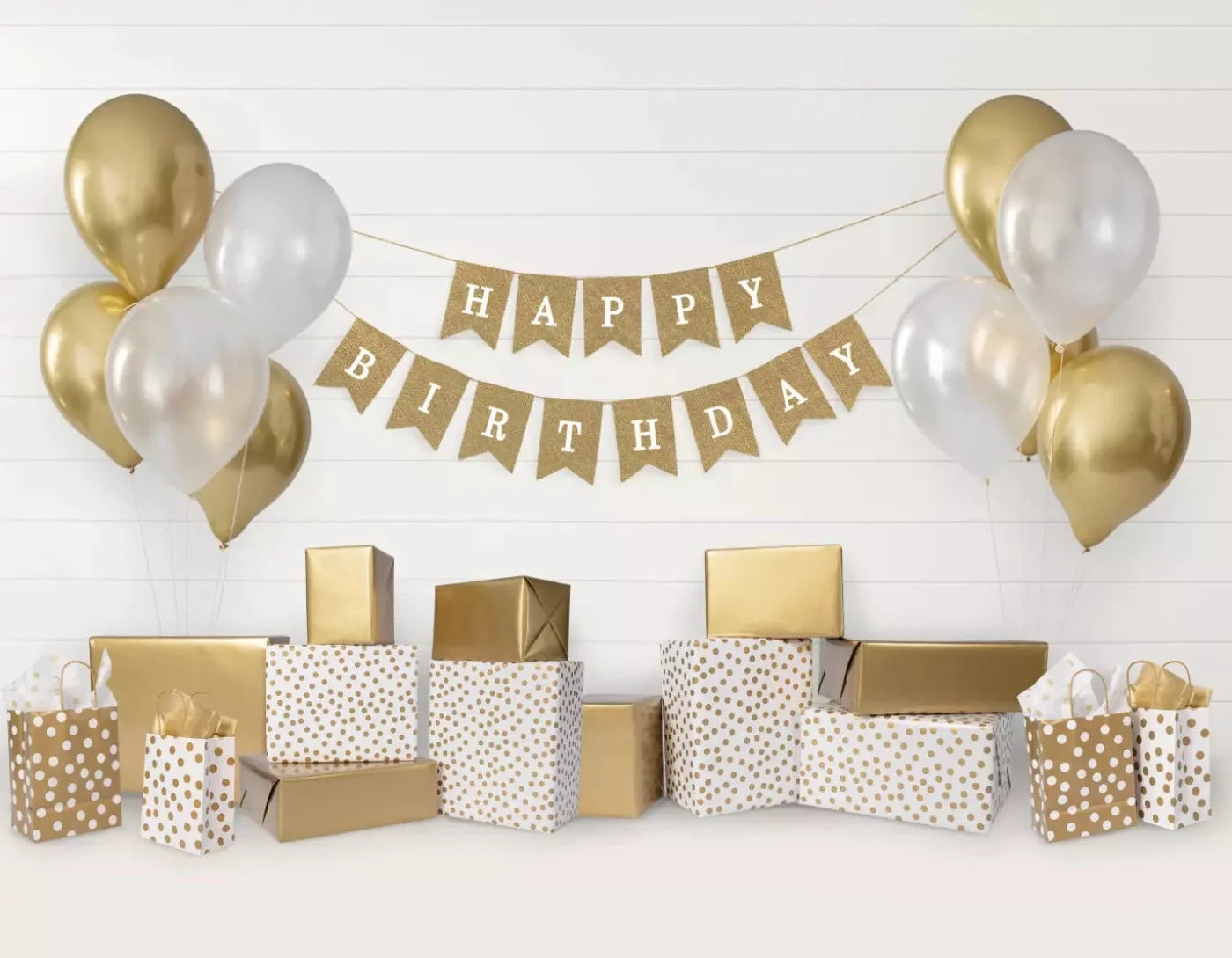 Golden Birthday 2 8X6 Fleece ( 96 X 72 Inch ) Backdrop
