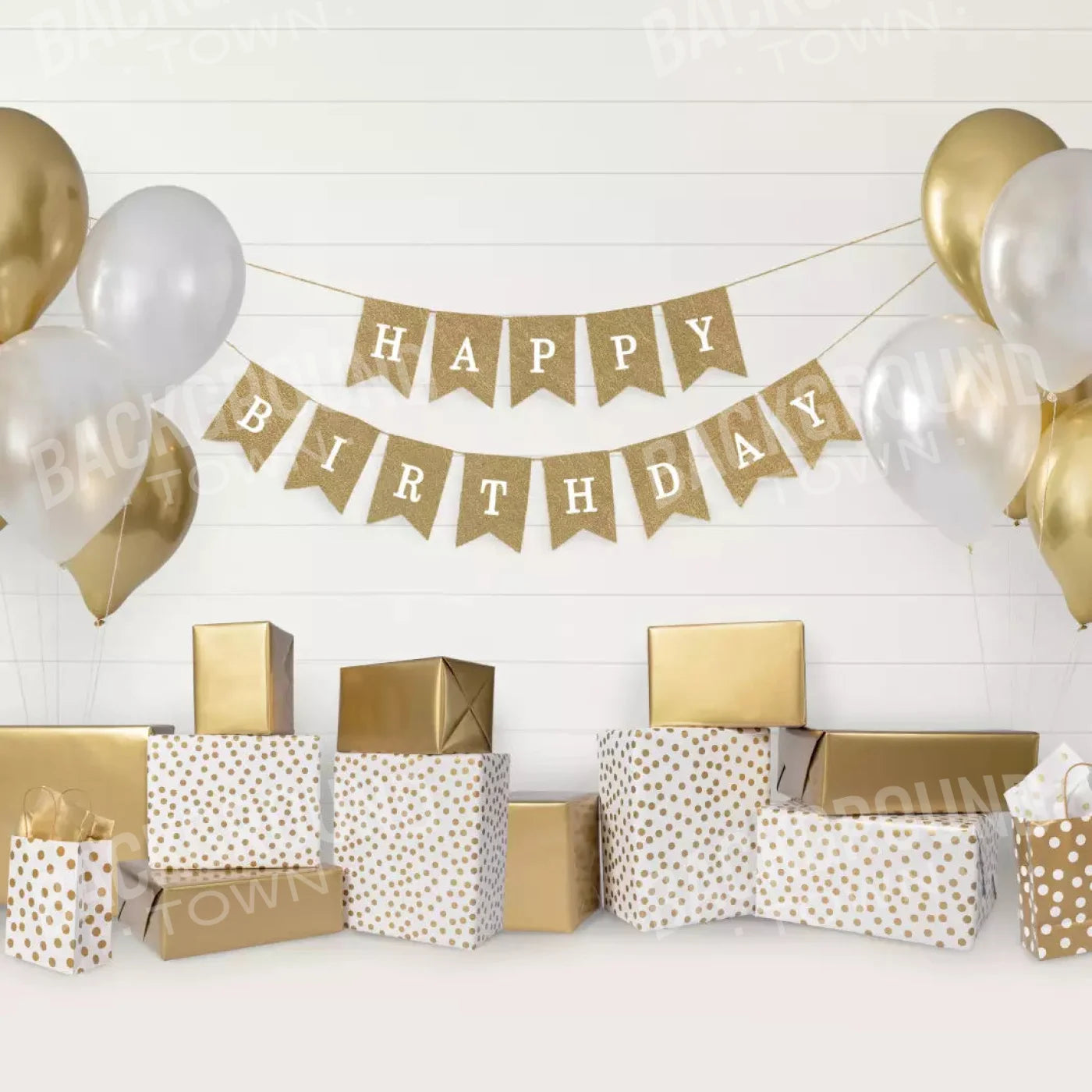 Golden Birthday 2 8X8 Fleece ( 96 X Inch ) Backdrop
