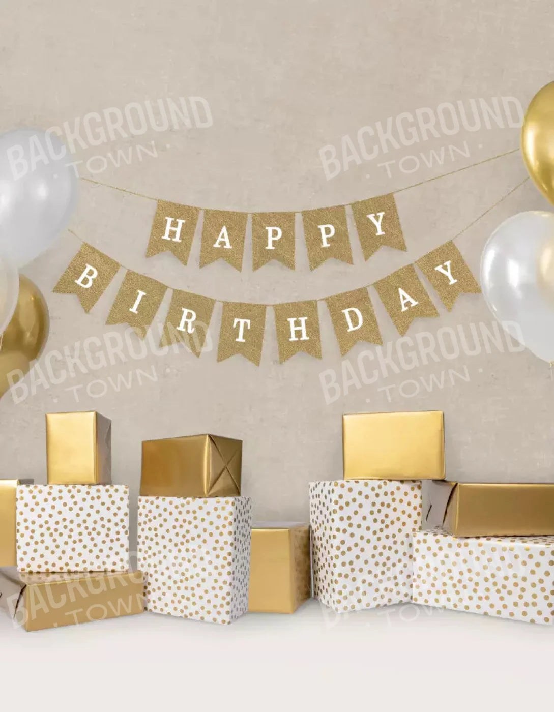 Golden Birthday 6X8 Fleece ( 72 X 96 Inch ) Backdrop