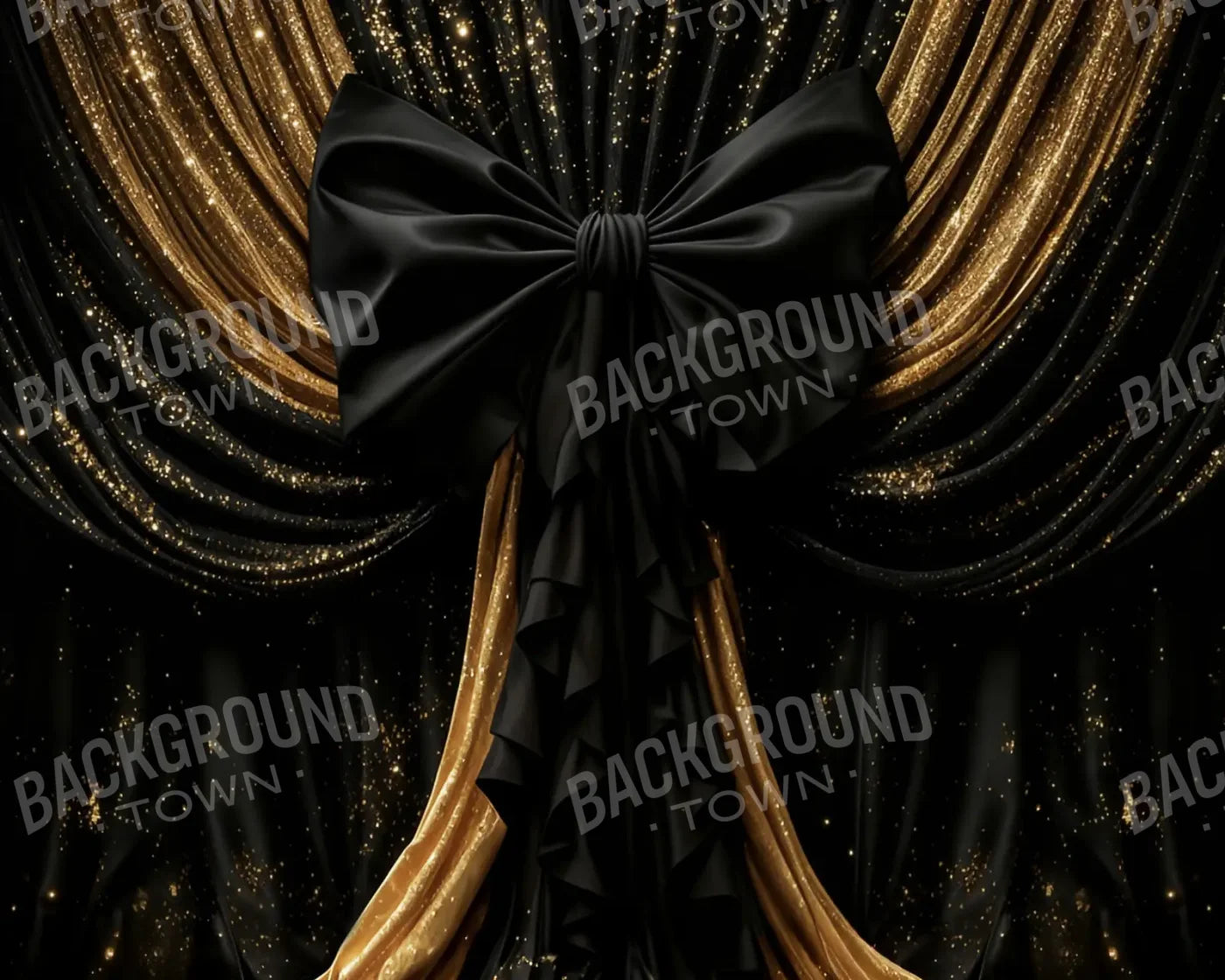 Golden Dior Bow New Years 10’x8’ Fleece (120 x 96 inch) Backdrop