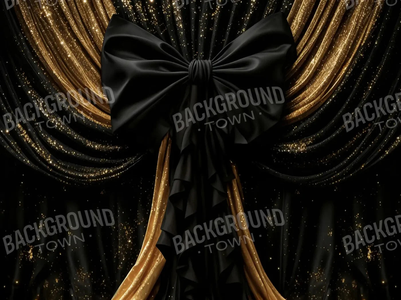 Golden Dior Bow New Years 8’x6’ Fleece (96 x 72 inch) Backdrop