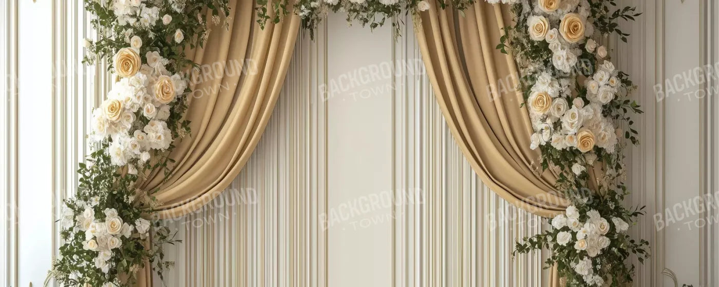 Golden Floral Elegant Arch Wall 20’x8’ UltraCloth (240 x 96 inch) Backdrop