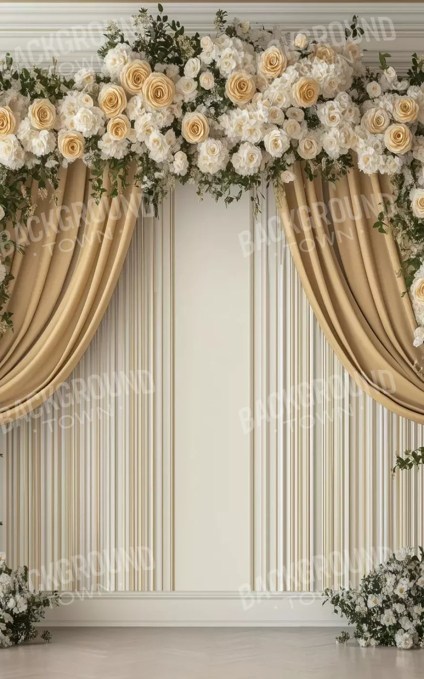 Golden Floral Elegant Arch Wall 5’x8’ UltraCloth (60 x 96 inch) Backdrop
