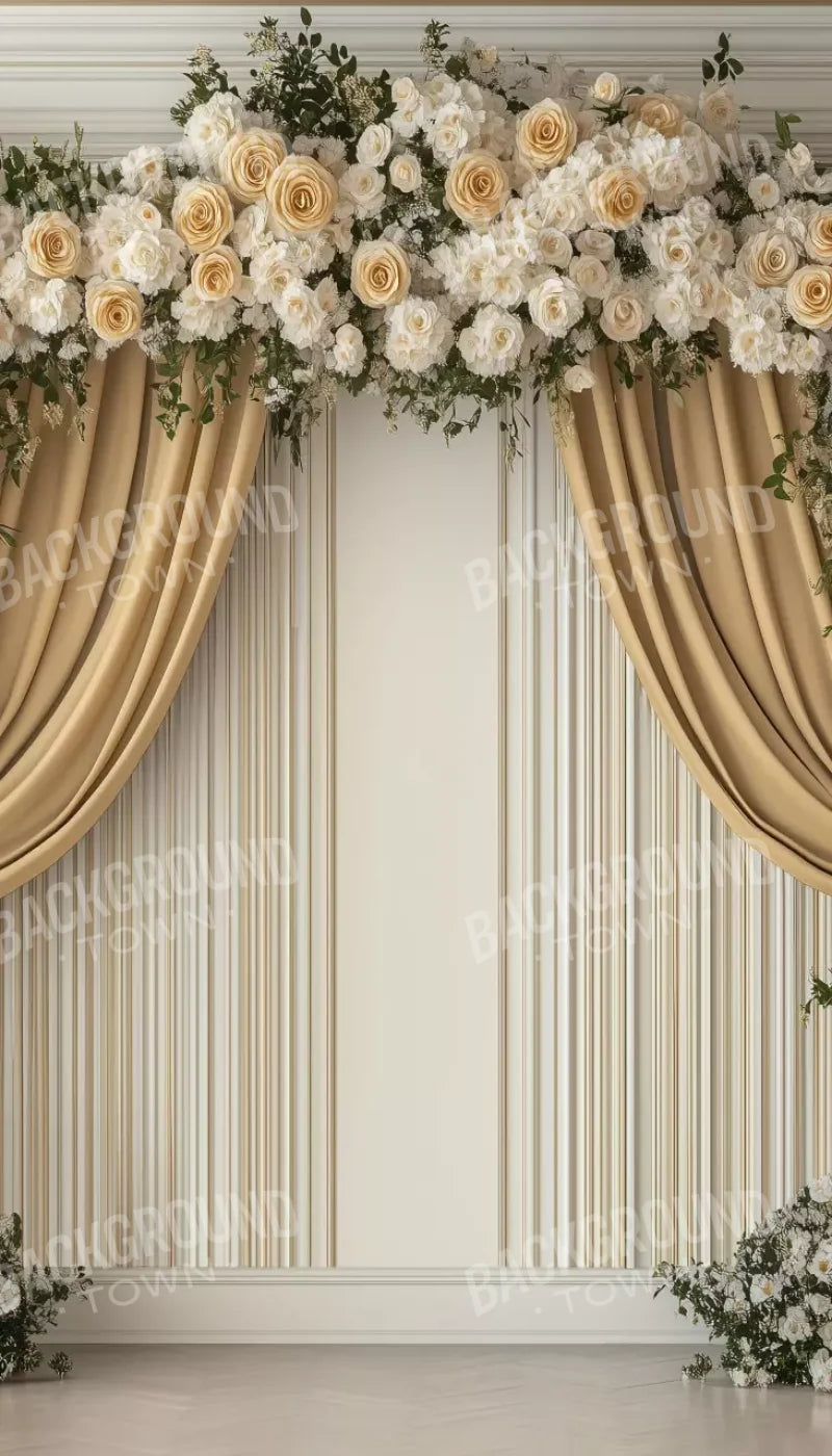 Golden Floral Elegant Arch Wall 8’x14’ UltraCloth (96 x 168 inch) Backdrop