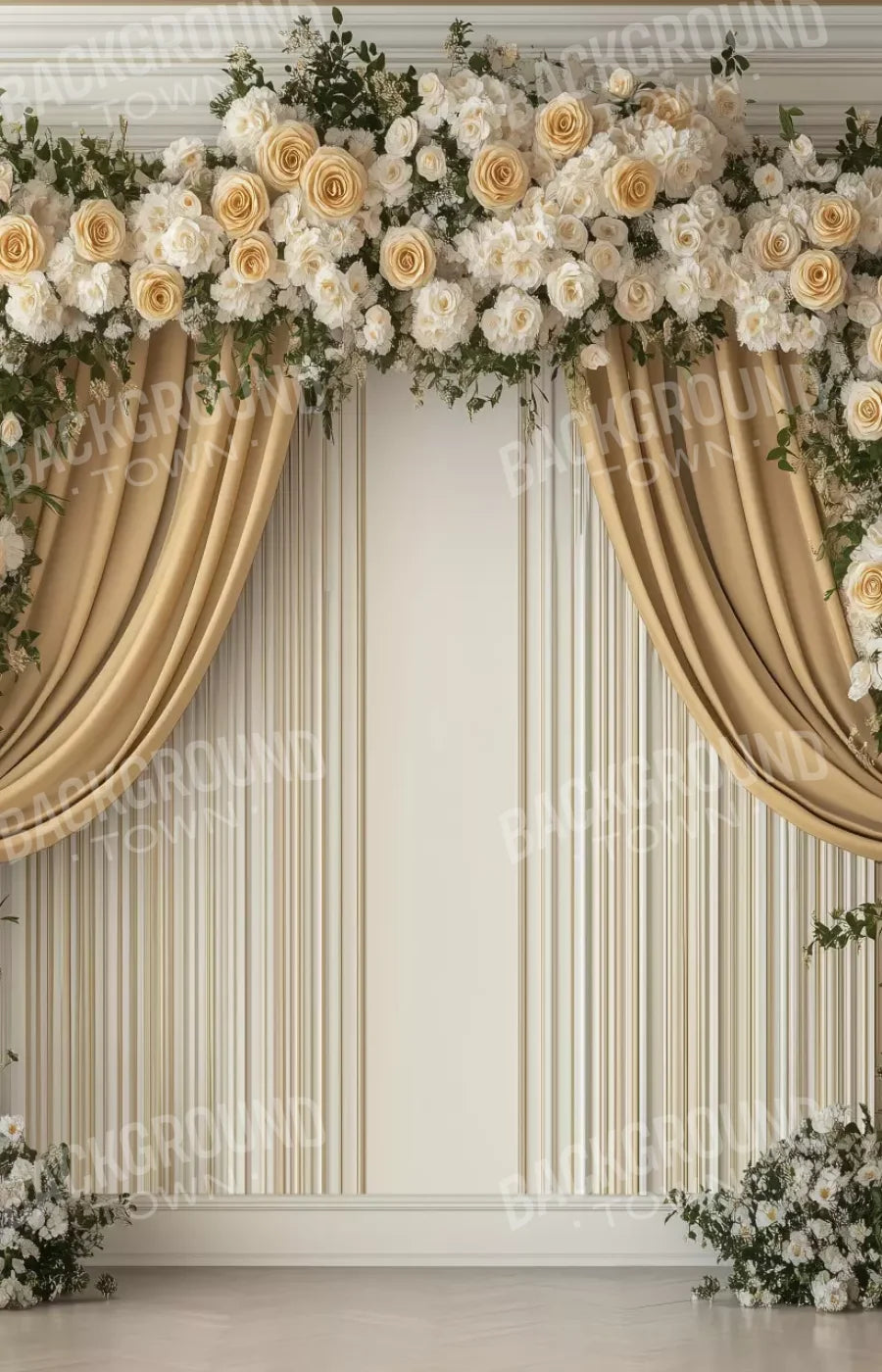 Golden Floral Elegant Arch Wall 9’x14’ UltraCloth (108 x 168 inch) Backdrop
