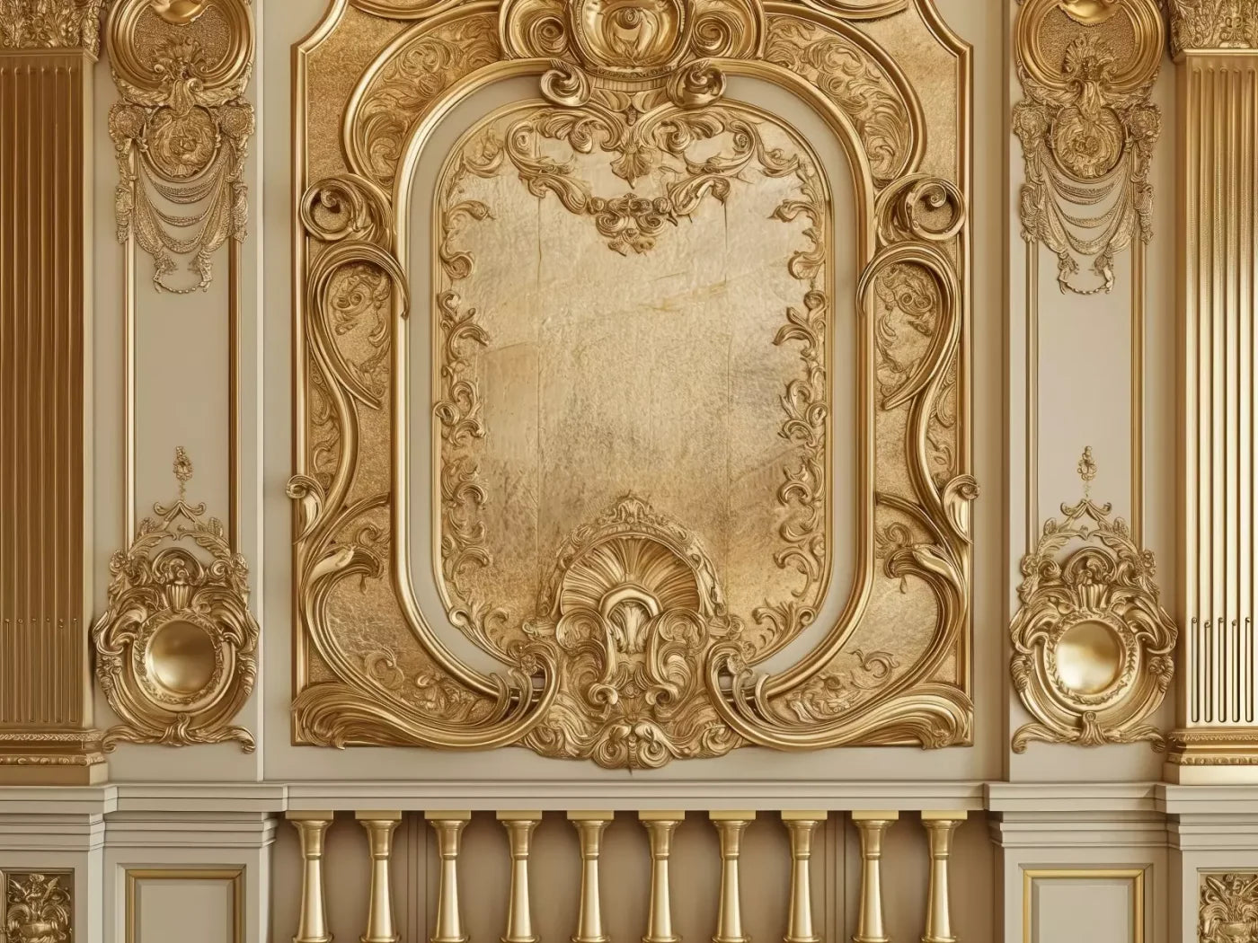 Golden Frame Wall 6’8X5’ Fleece (80 X 60 Inch) Backdrop