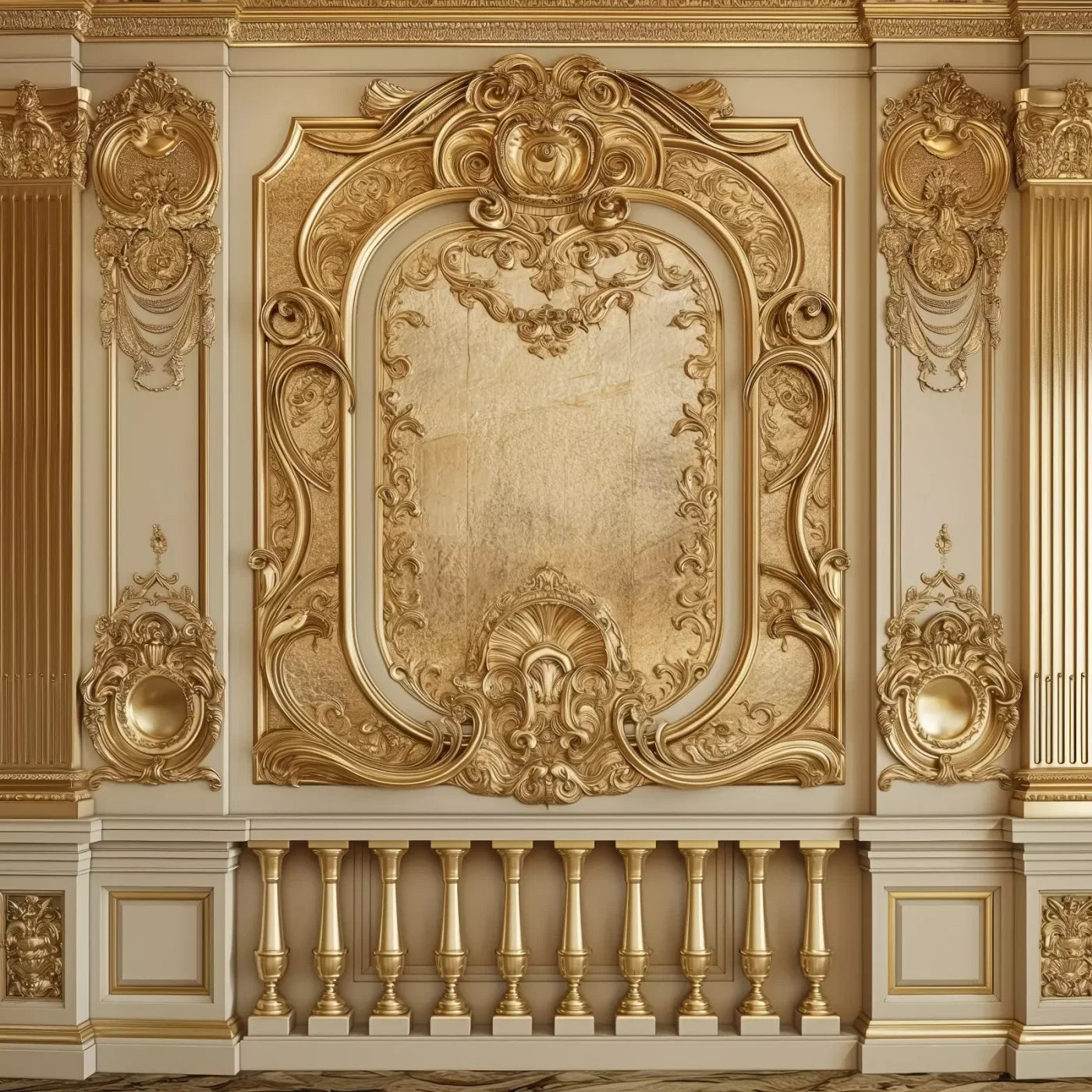 Golden Frame Wall 8’X8’ Fleece (96 X Inch) Backdrop