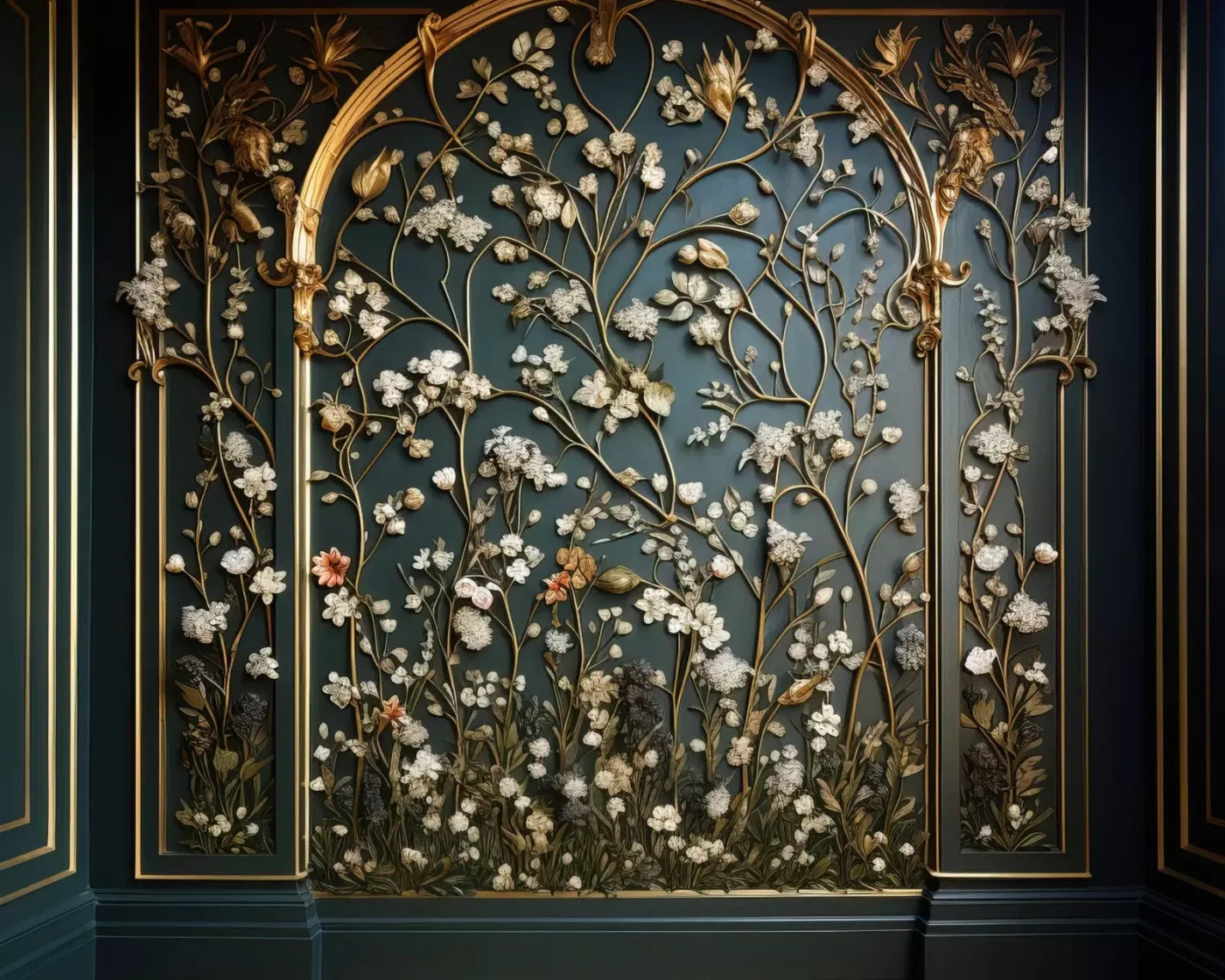Golden Garden Wall 10’X8’ Fleece (120 X 96 Inch) Backdrop