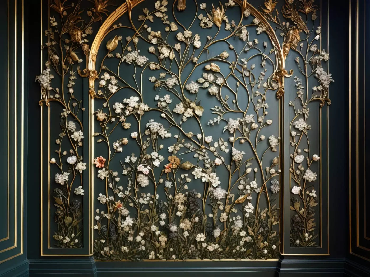 Golden Garden Wall 6’8X5’ Fleece (80 X 60 Inch) Backdrop