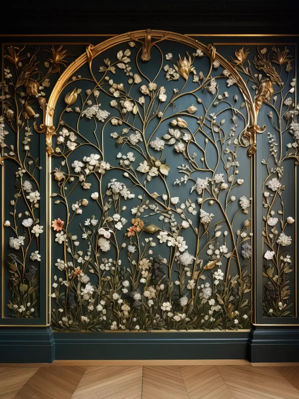 Golden Garden Wall 6’X8’ Fleece (72 X 96 Inch) Backdrop