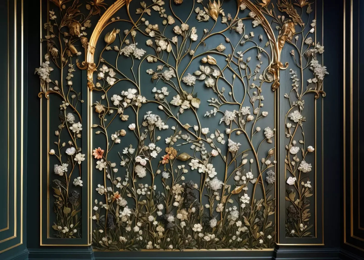 Golden Garden Wall 7’X5’ Ultracloth (84 X 60 Inch) Backdrop