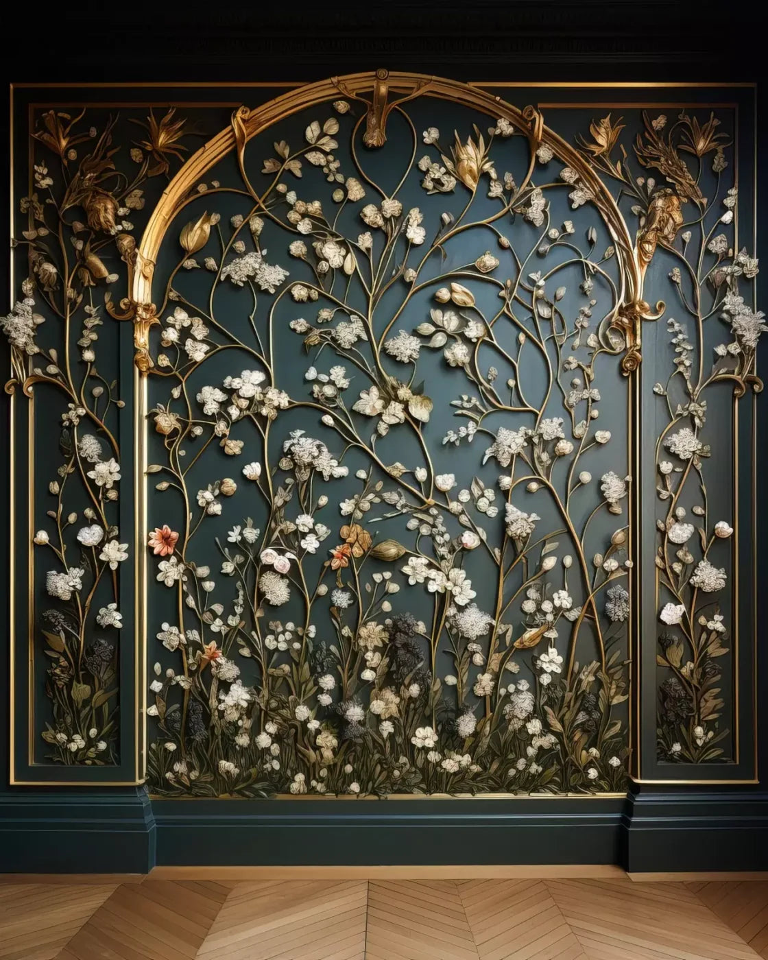 Golden Garden Wall 8’X10’ Fleece (96 X 120 Inch) Backdrop