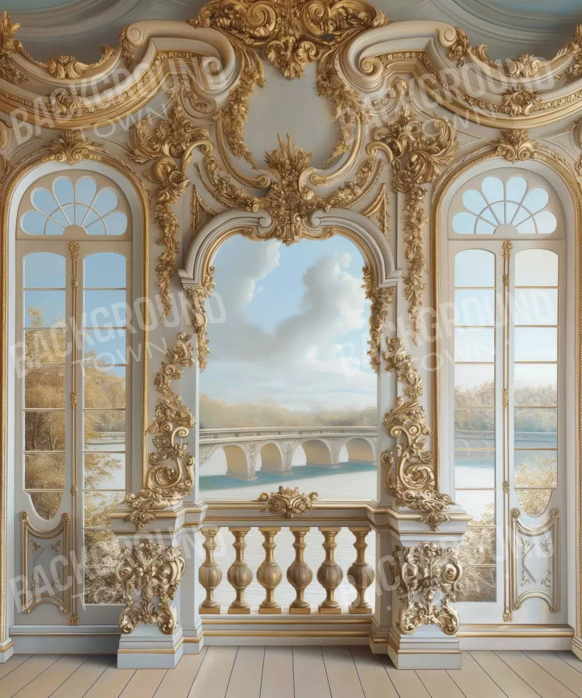 Window , Gold , White Backdrop for Photography
