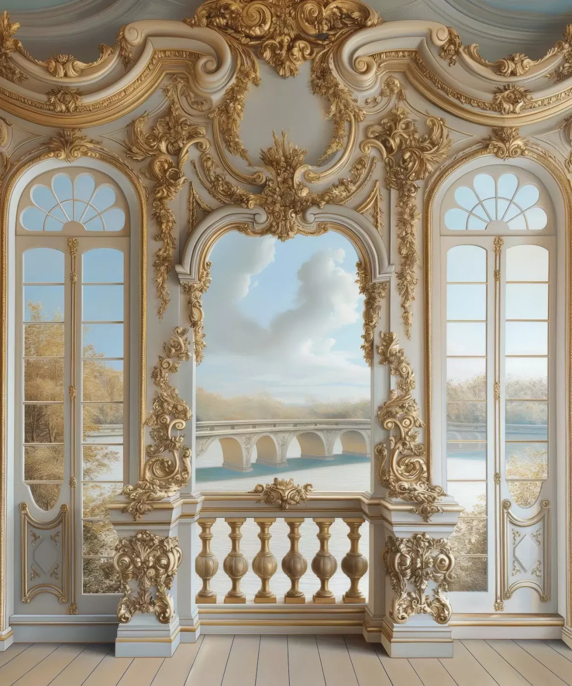 Window , Gold , White Backdrop for Photography