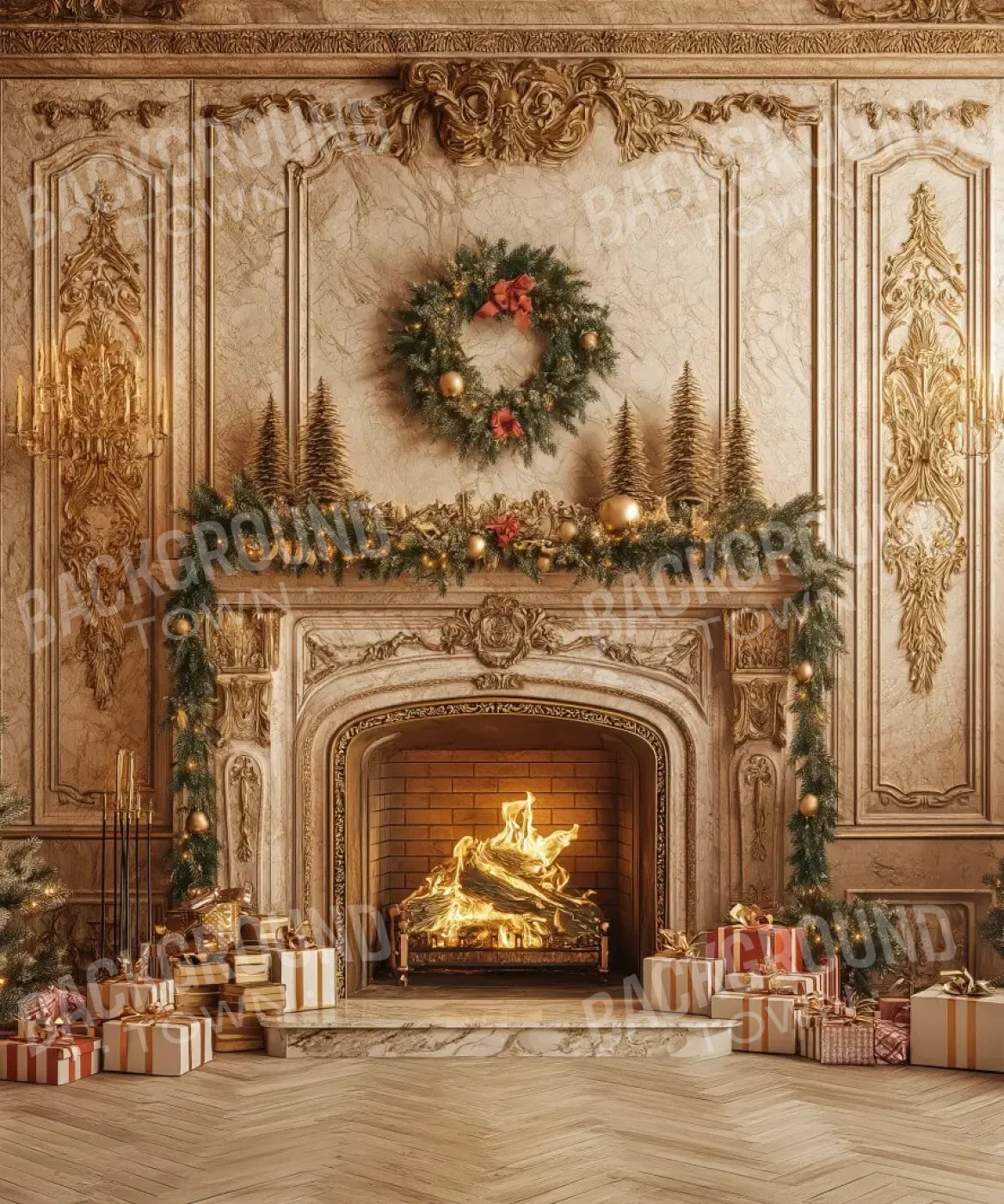 Golden Noel 10’x12’ UltraCloth (120 x 144 inch) Backdrop