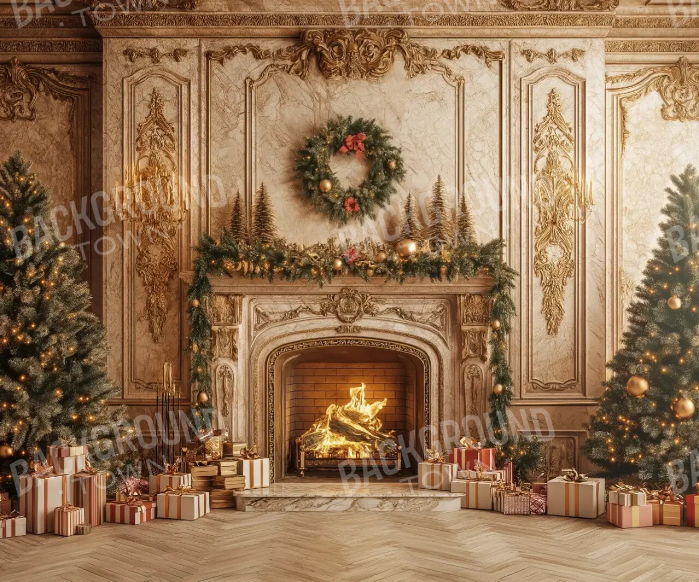 Golden Noel 12’x10’ UltraCloth (144 x 120 inch) Backdrop