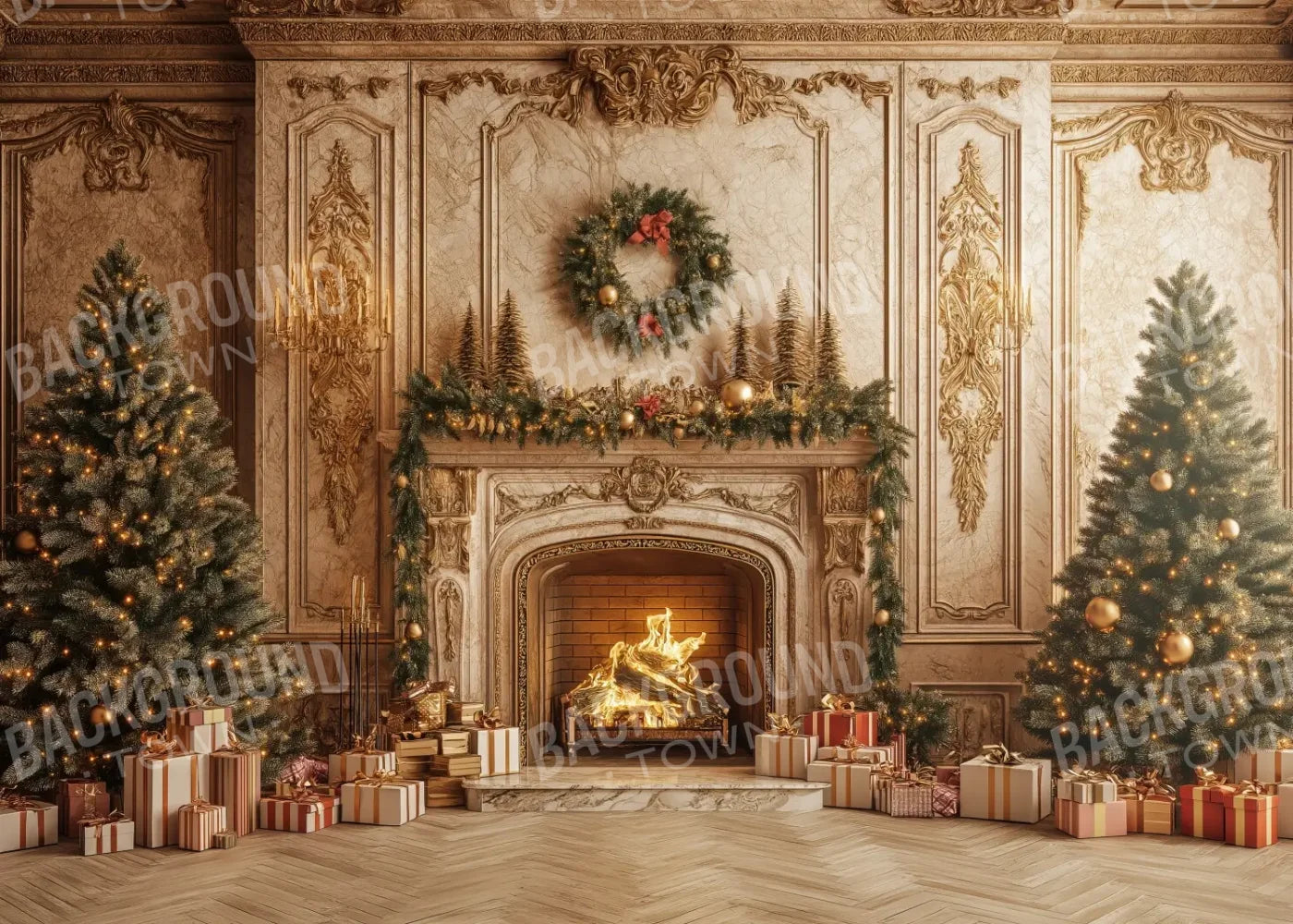 Golden Noel 7’x5’ UltraCloth (84 x 60 inch) Backdrop