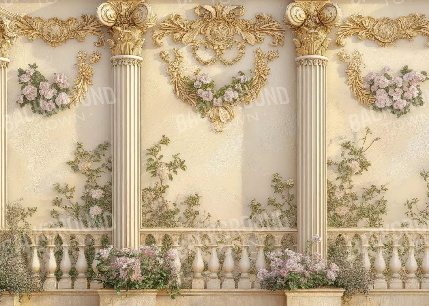 Golden Pillars 7’X5’ Ultracloth (84 X 60 Inch) Backdrop