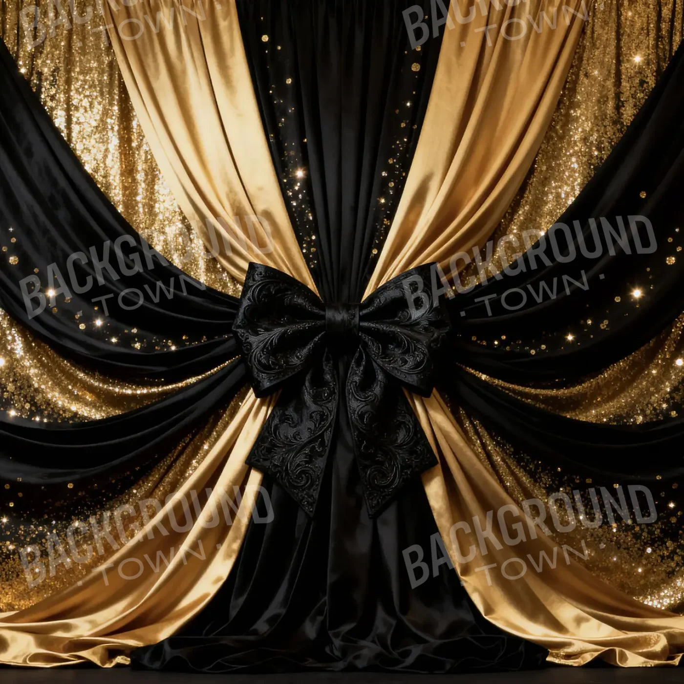 Golden Shimmer Dior Bow New Years 10’x10’ UltraCloth (120 x 120 inch) Backdrop