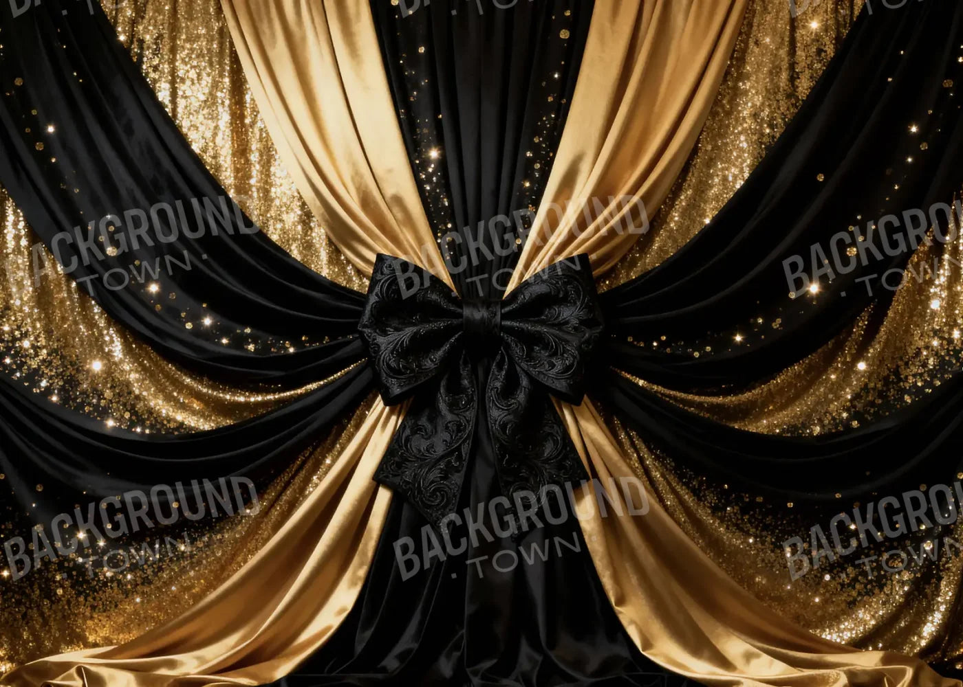 Golden Shimmer Dior Bow New Years 7’x5’ UltraCloth (84 x 60 inch) Backdrop