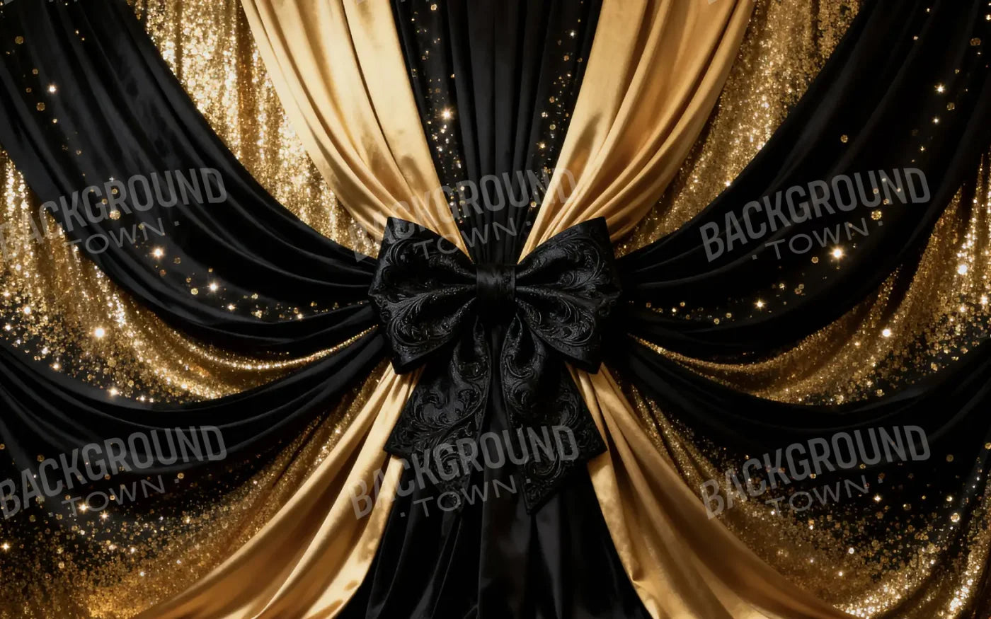 Golden Shimmer Dior Bow New Years 8’x5’ UltraCloth (96 x 60 inch) Backdrop