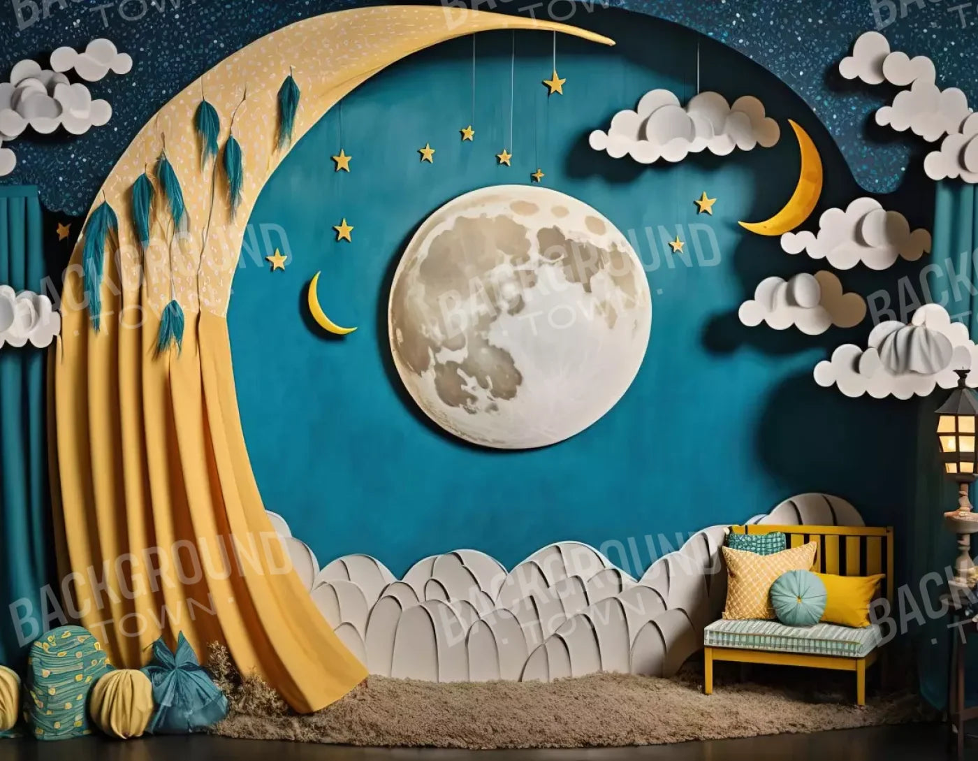 Goodnight Moon 8X6 Fleece ( 96 X 72 Inch ) Backdrop