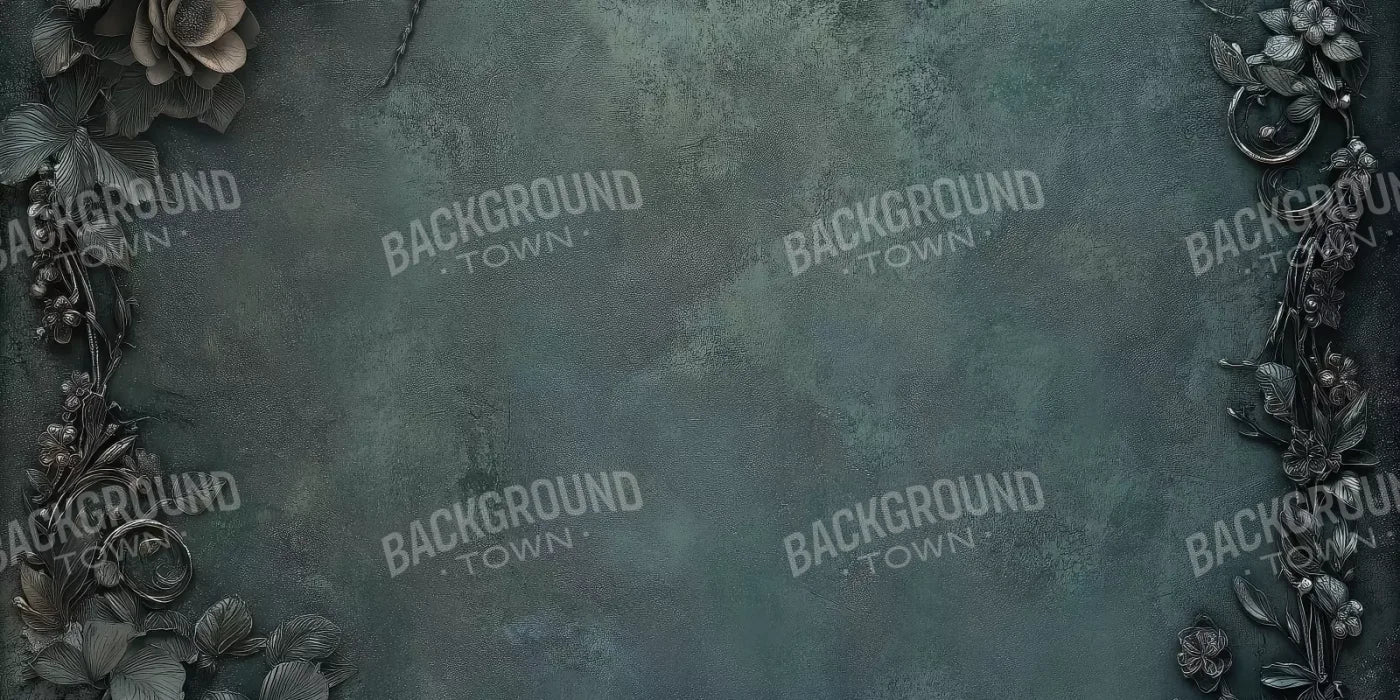 Gothic Flowers With Bluegreen Background 20’X10’ Ultracloth (240 X 120 Inch) Backdrop
