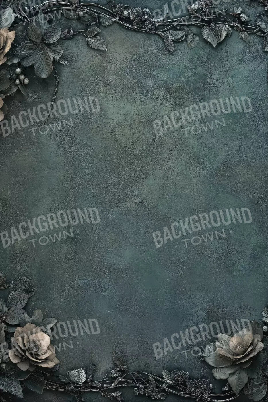 Gothic Flowers With Bluegreen Background 8’X12’ Ultracloth (96 X 144 Inch) Backdrop