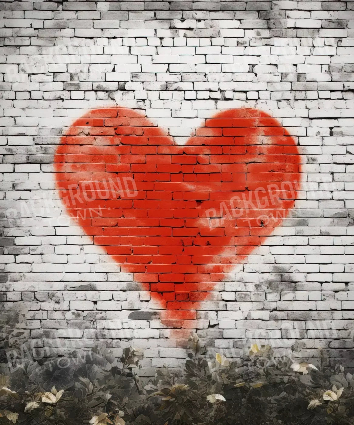 Red, Black, White, Heart Backdrop for Photography