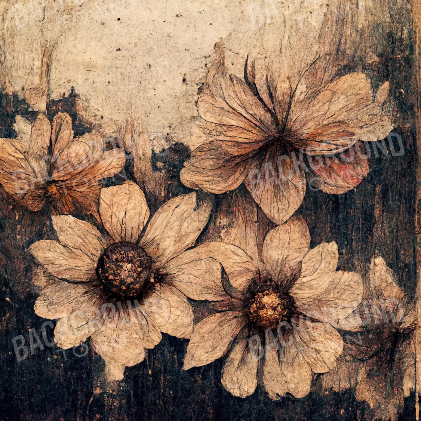 Beige Floral Backdrop for Photography