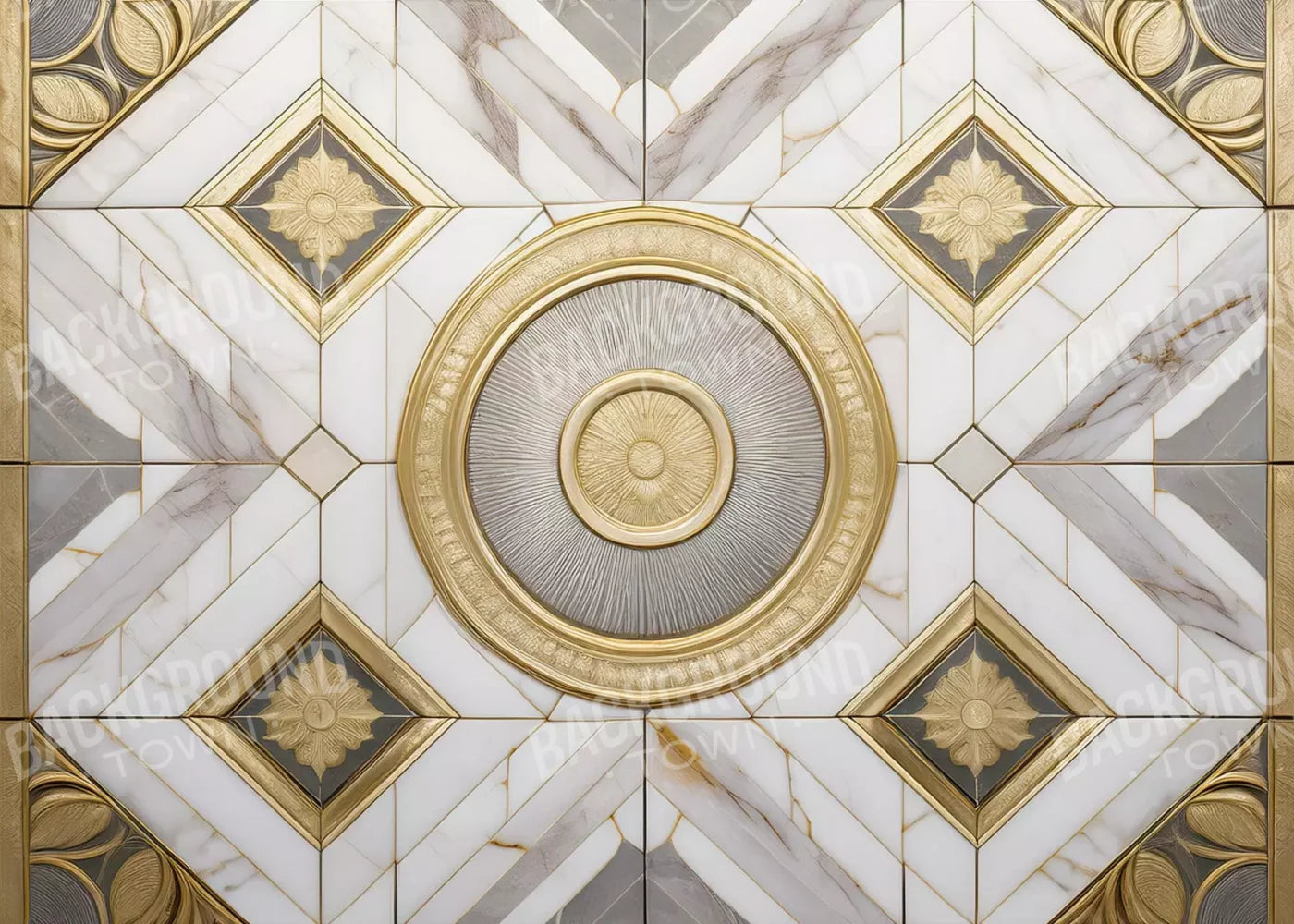 Gray And Gold Ballroom Floor Iii 7’X5’ Rubbermat (84 X 60 Inch) Backdrop