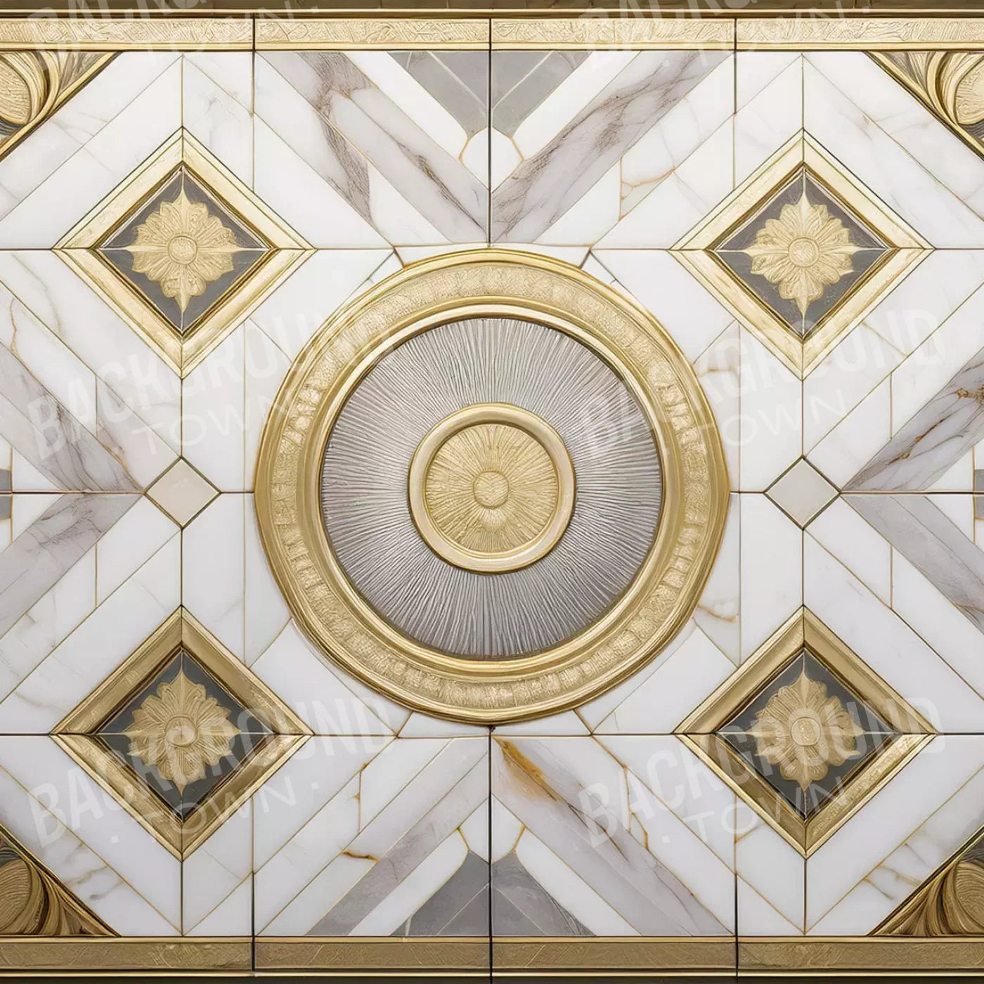Gray And Gold Ballroom Floor Iii 8’X8’ Rubbermat (96 X Inch) Backdrop