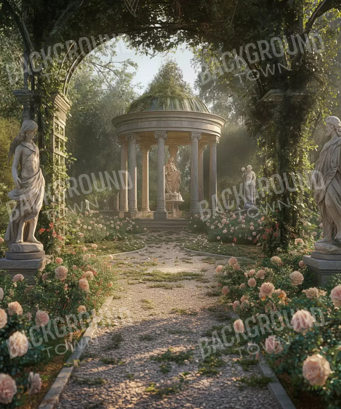 Greek Garden In Morning 10’X12’ Ultracloth (120 X 144 Inch) Backdrop