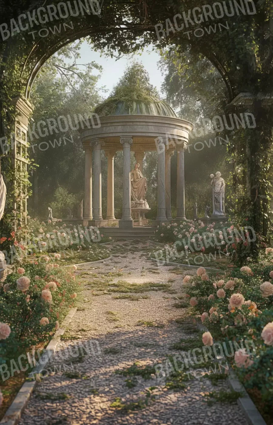 Greek Garden In Morning 9’X14’ Ultracloth (108 X 168 Inch) Backdrop