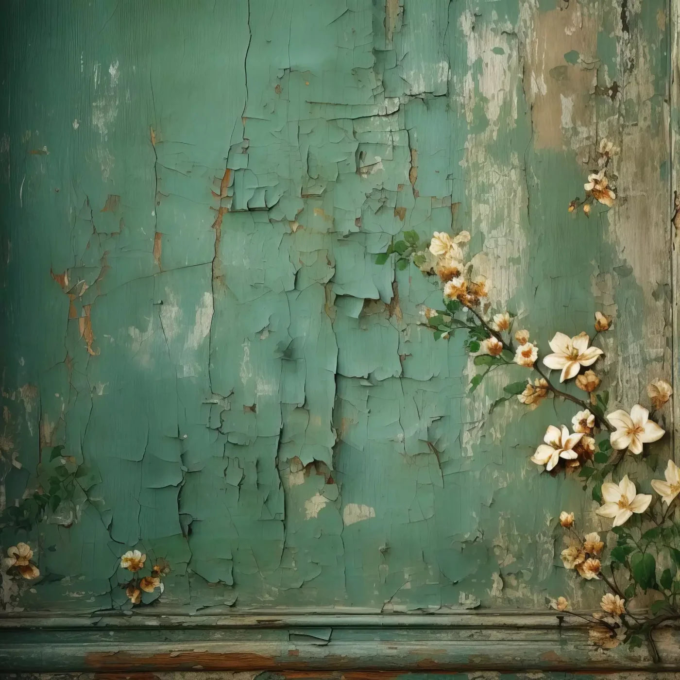 Green Chipped Floral 10X10 Ultracloth ( 120 X Inch ) Backdrop