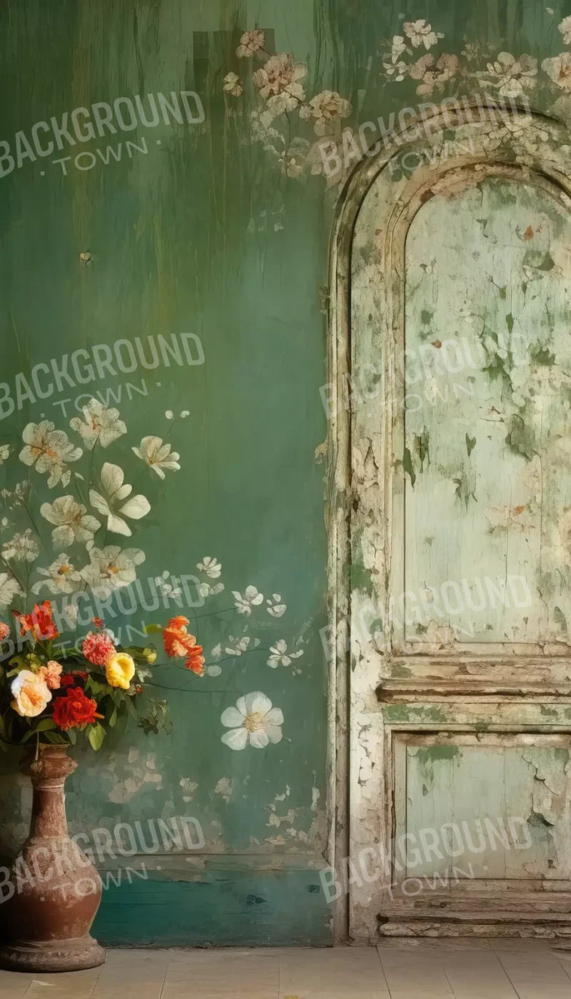 Green Chipped Floral Iii 8X14 Ultracloth ( 96 X 168 Inch ) Backdrop
