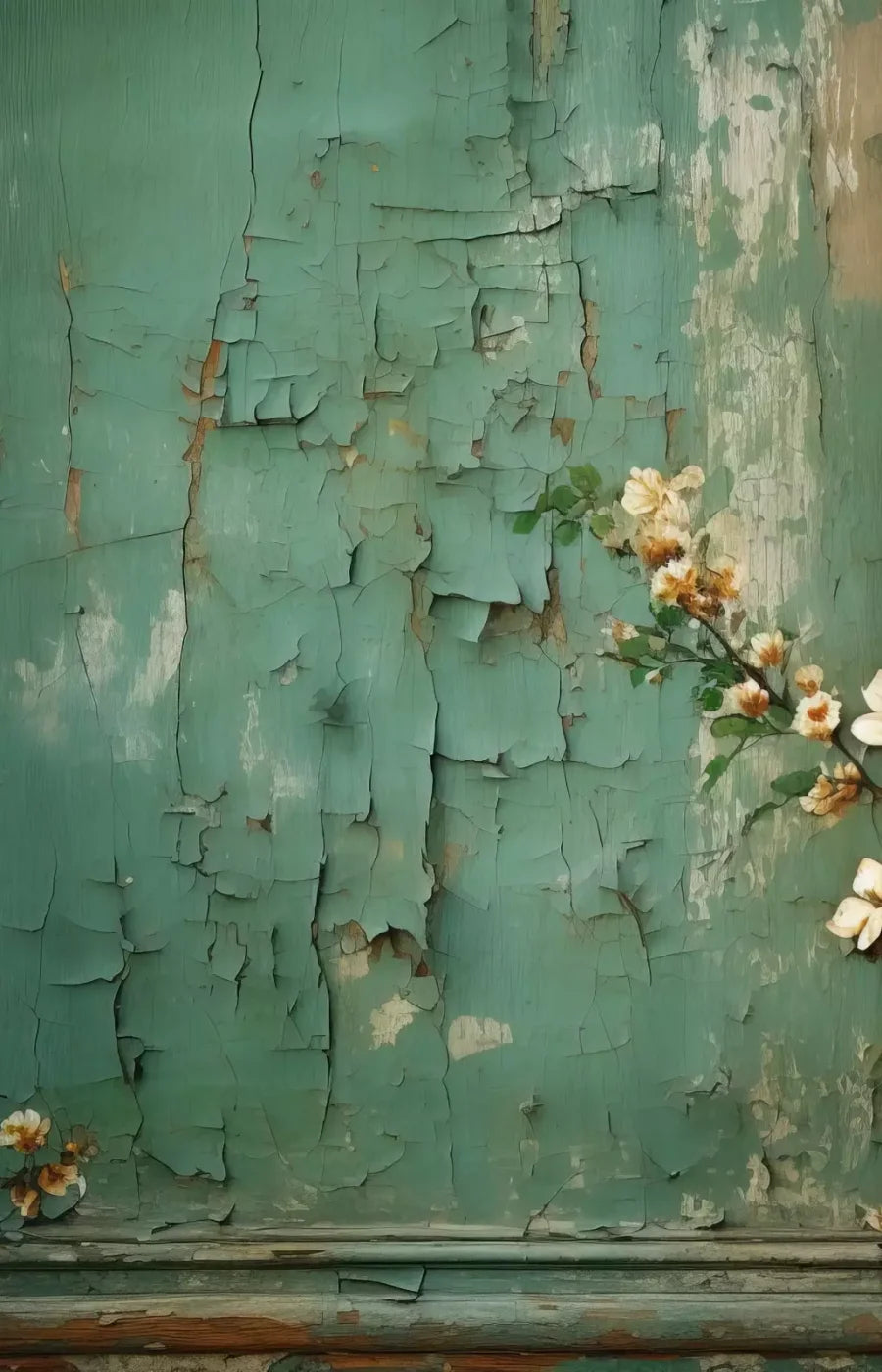 Green Chipped Floral 9X14 Ultracloth ( 108 X 168 Inch ) Backdrop