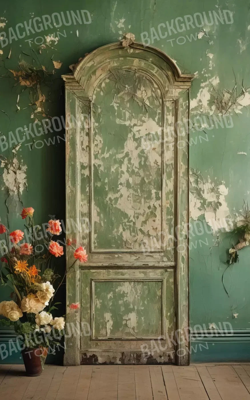 Green Chipped Floral Ii 5X8 Ultracloth ( 60 X 96 Inch ) Backdrop