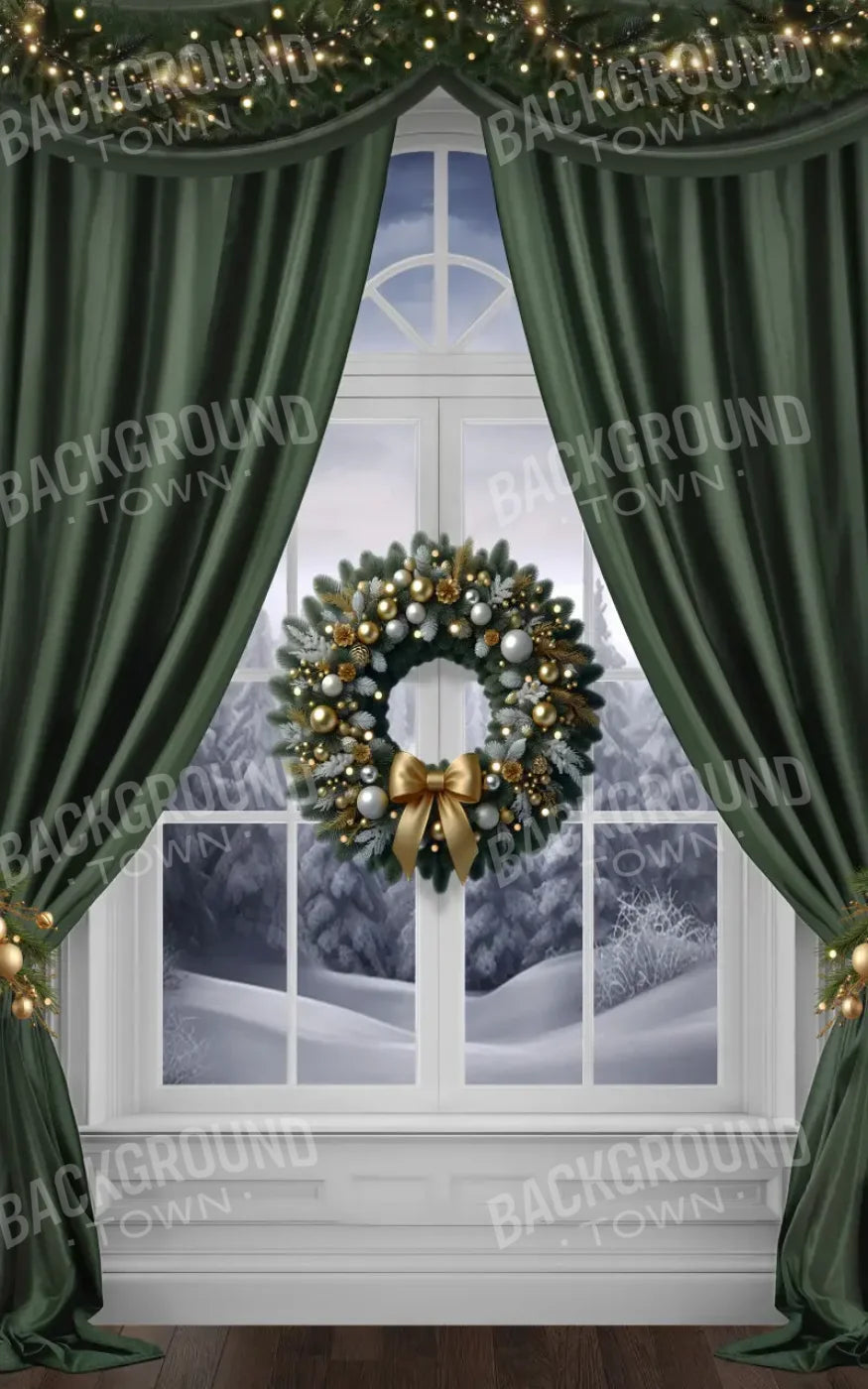 Green Christmas Window 5’x8’ UltraCloth (60 x 96 inch) Backdrop