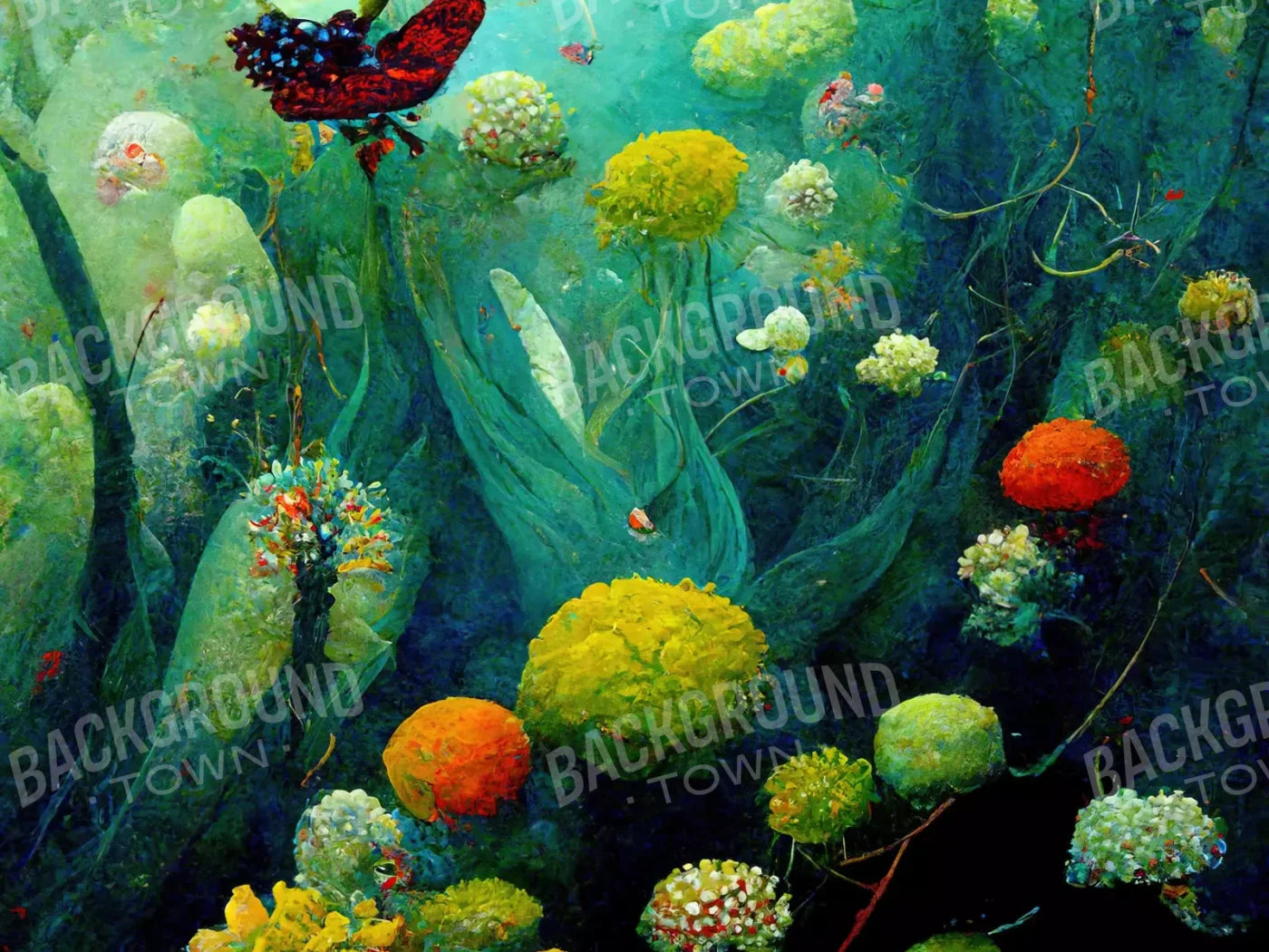 Green Sea 10X8 Fleece ( 120 X 96 Inch ) Backdrop