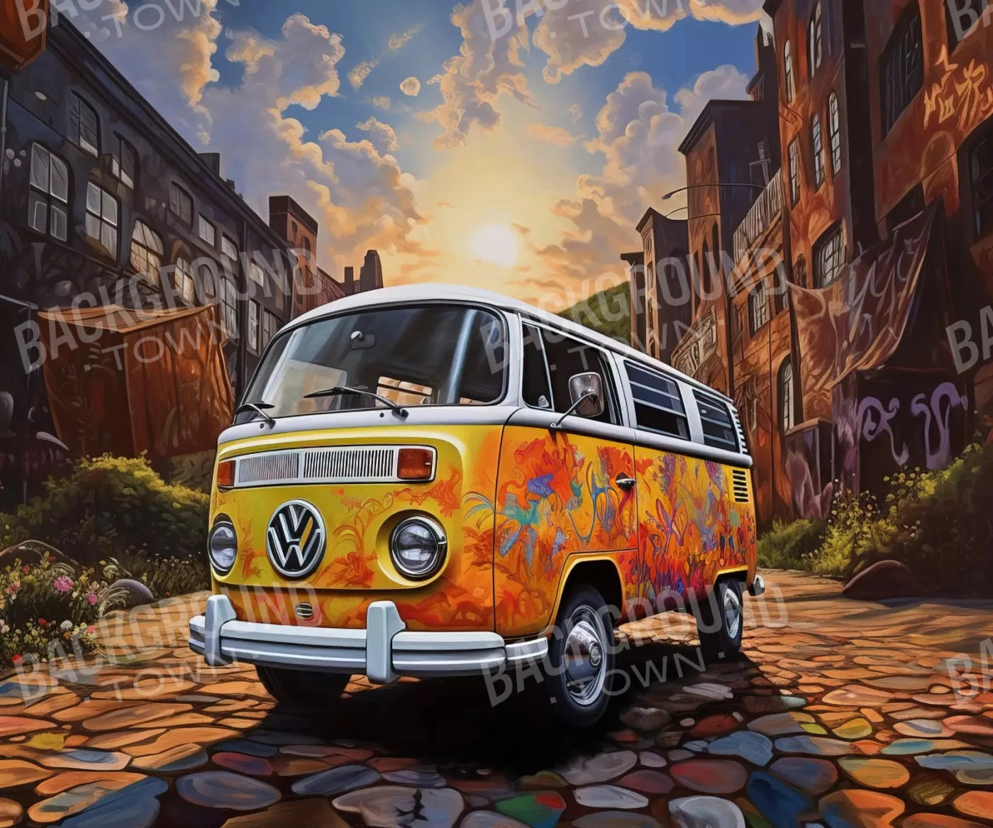 Orange Set Designs Backdrop for Photography