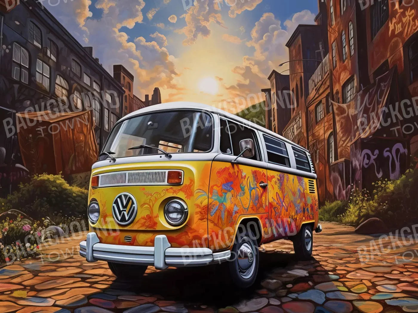 Groovy Van 68X5 Fleece ( 80 X 60 Inch ) Backdrop