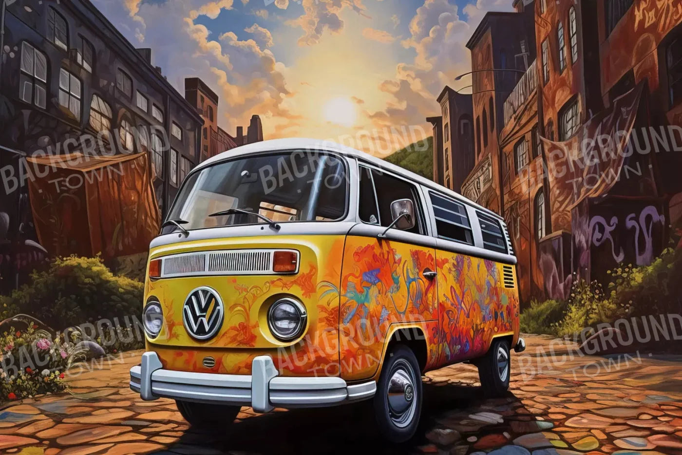 Groovy Van 8X5 Ultracloth ( 96 X 60 Inch ) Backdrop