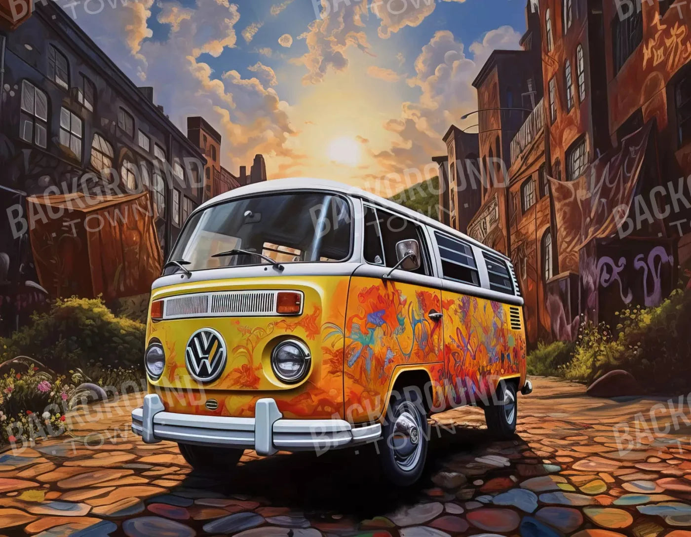 Groovy Van 8X6 Fleece ( 96 X 72 Inch ) Backdrop