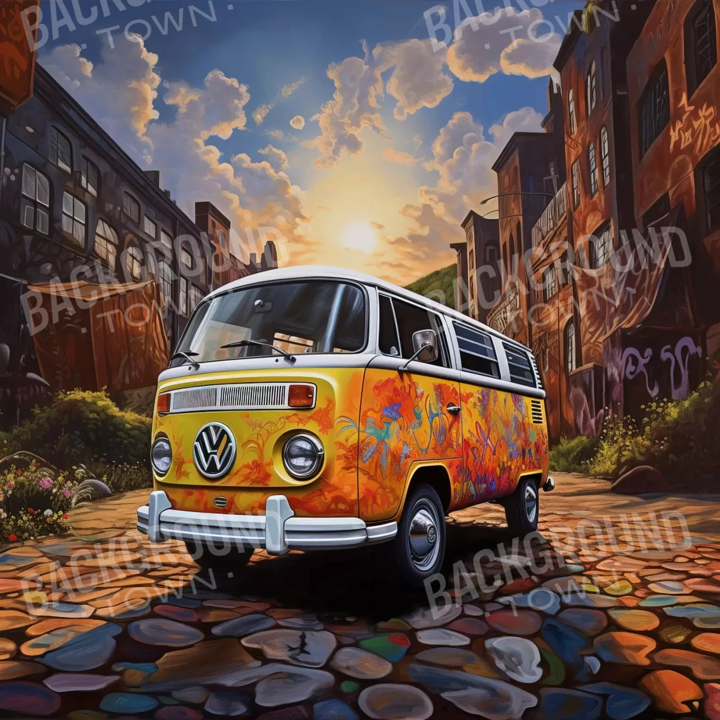 Groovy Van 8X8 Fleece ( 96 X Inch ) Backdrop