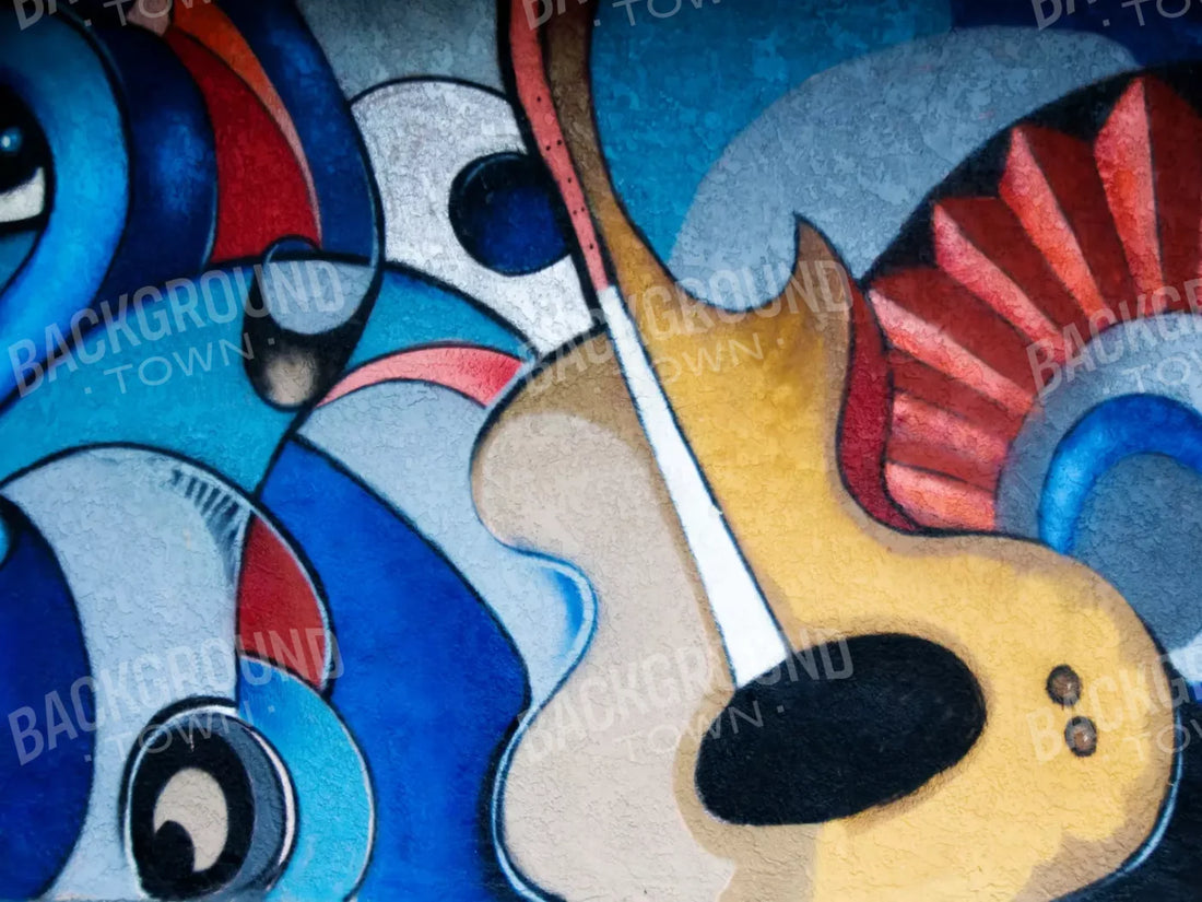 Guitar Graffiti 6’8’X5’ Fleece (80 X 60 Inch) Backdrop