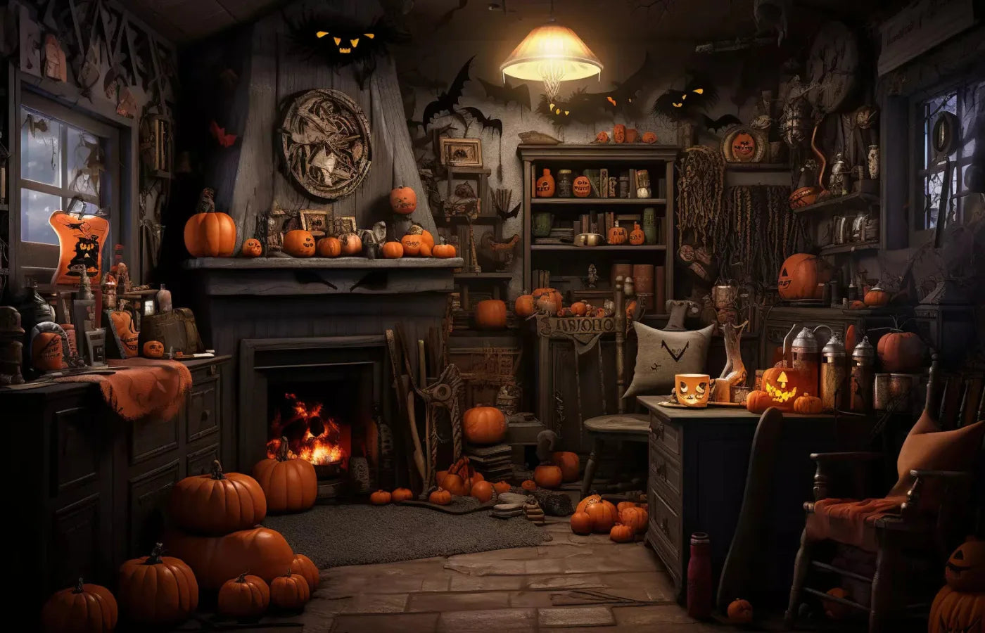 Halloween Cottage 12X8 Ultracloth ( 144 X 96 Inch ) Backdrop