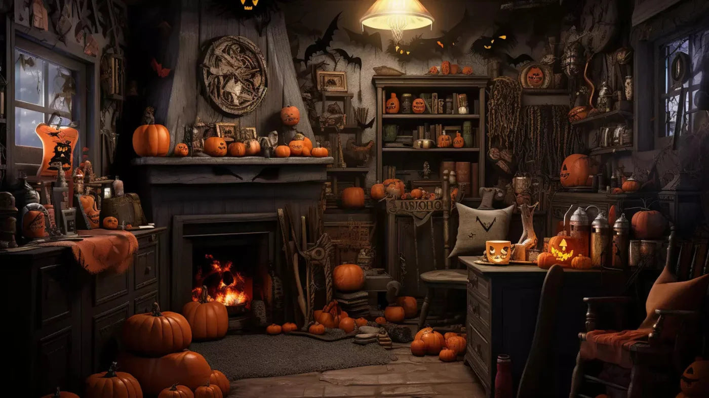Halloween Cottage 14X8 Ultracloth ( 168 X 96 Inch ) Backdrop