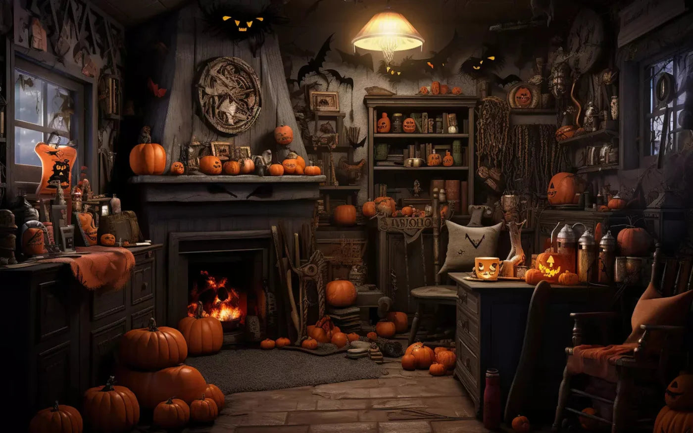 Halloween Cottage 14X9 Ultracloth ( 168 X 108 Inch ) Backdrop