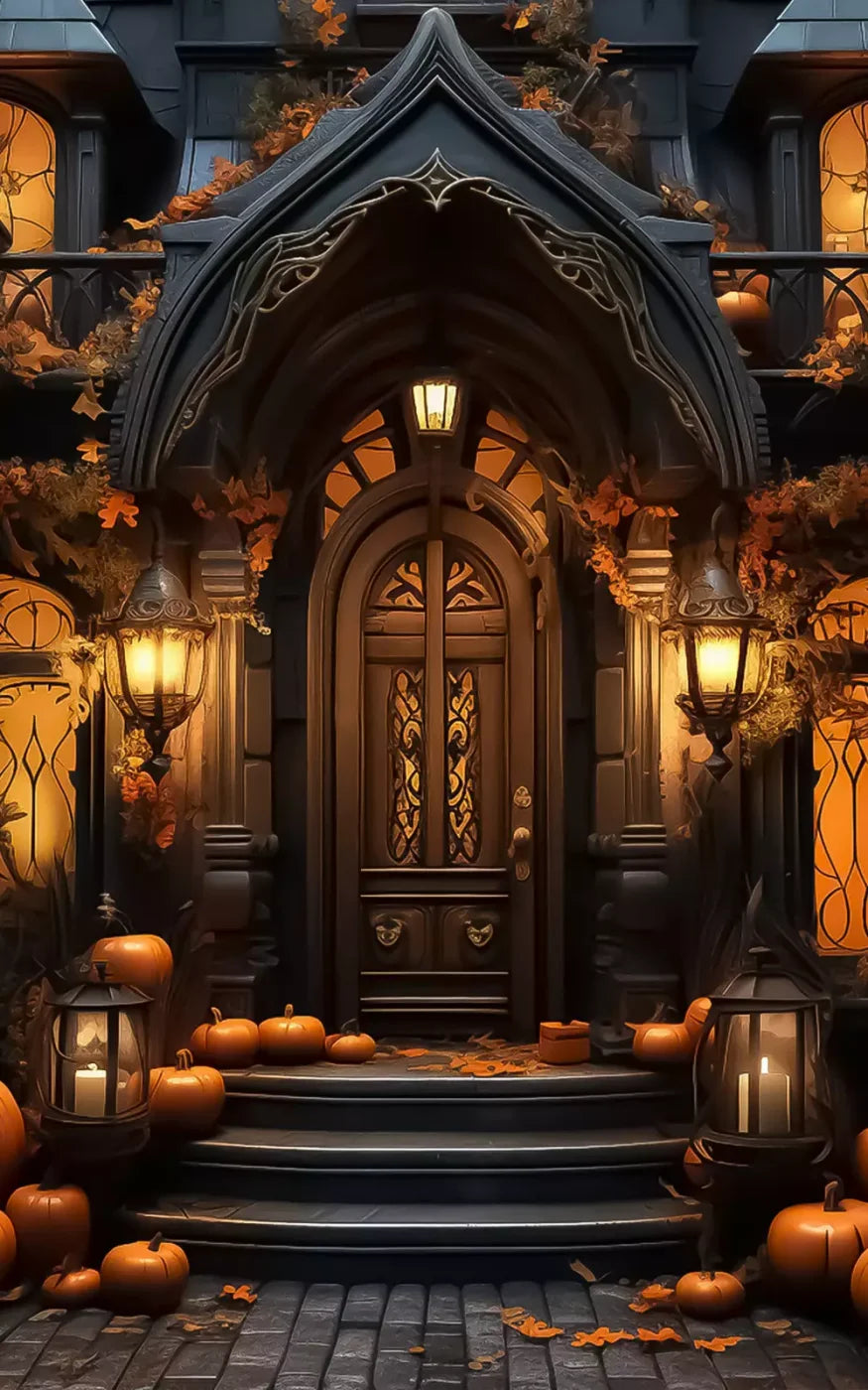 Halloween Door Step I 5’X8’ Ultracloth (60 X 96 Inch) Backdrop